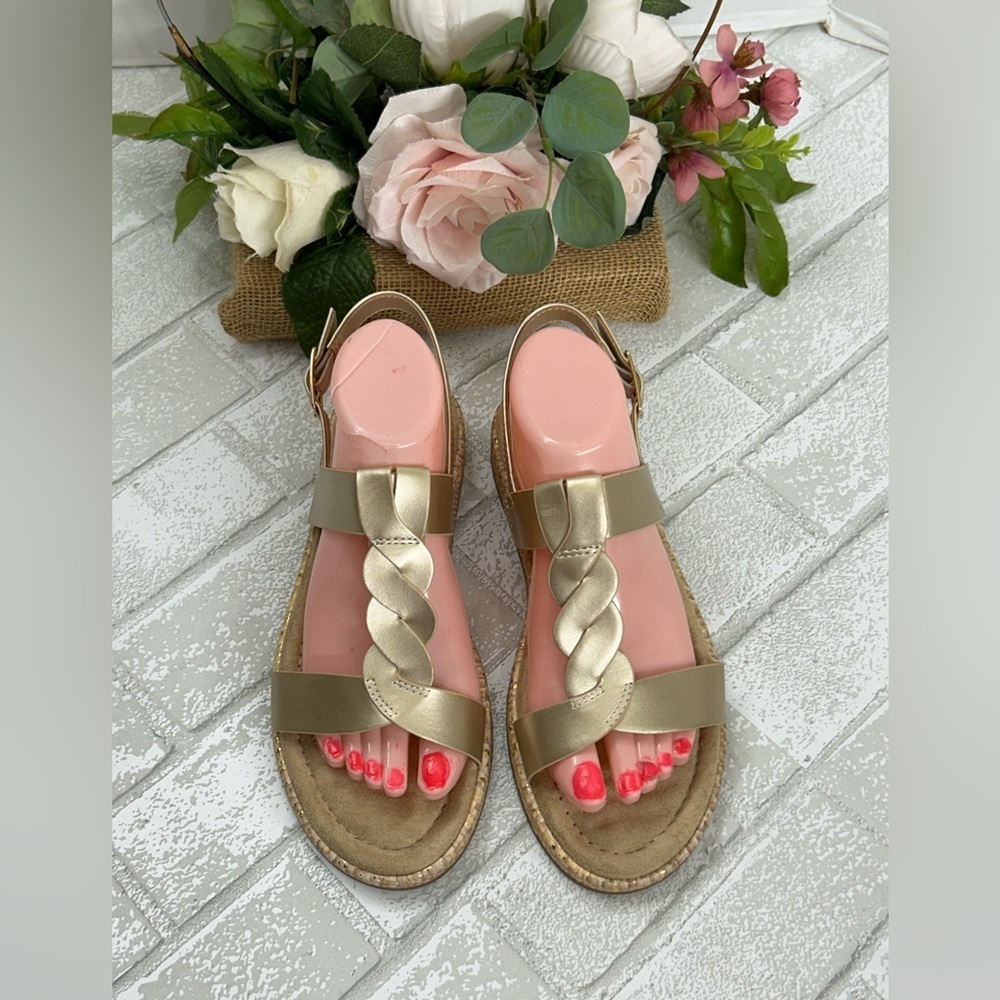 Elegant Gold Braided Women's Sandals